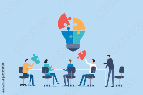 flat vector business team meeting for brainstorming concept 