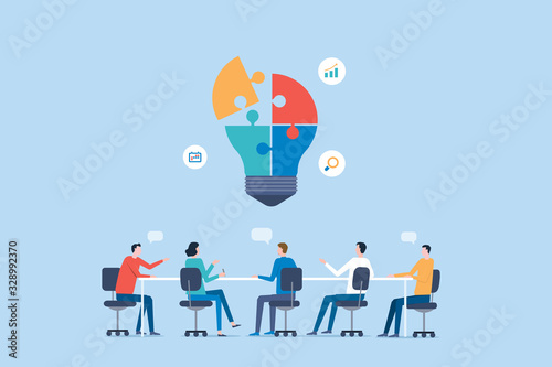 flat vector business team meeting for brainstorming concept 