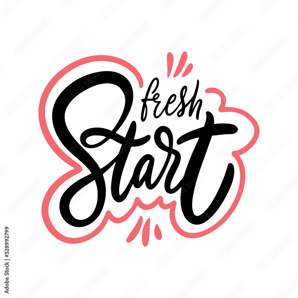 Fresh Start modern typography. Hand drawn motivation lettering phrase. Black ink. Vector illustration. Isolated on white background. Fresh Start modern typography. Hand drawn motivation lettering phrase. Black ink. Vector illustration. Isolated on white background.