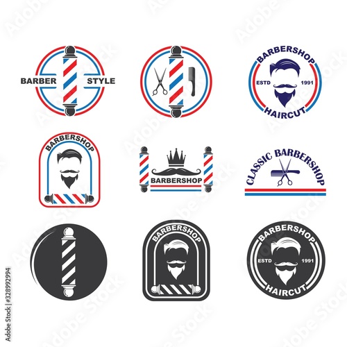 barber shop icon logo vector icon