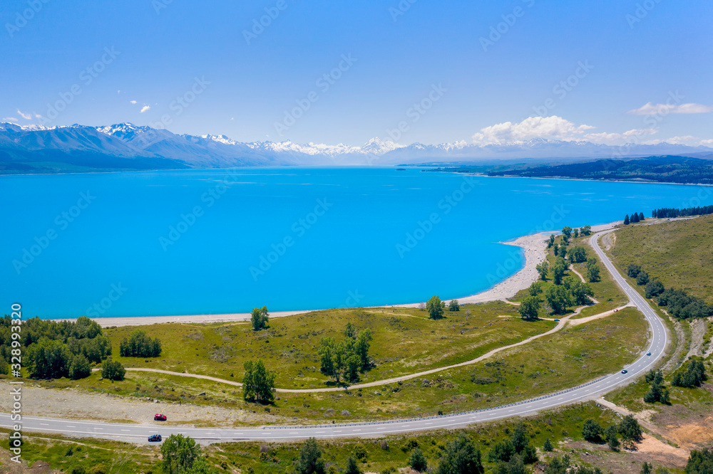 Landscape of Lake Pukaki, South Island, New Zealand
