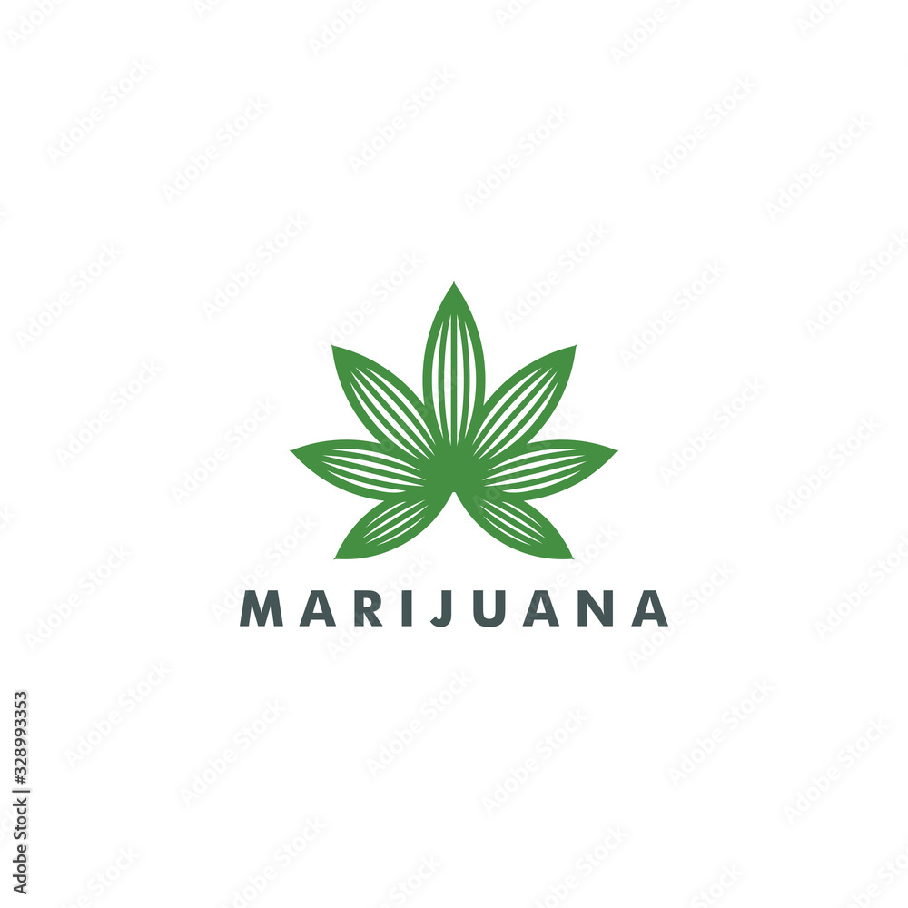 Cannabis logo, Marijuana icon symbol design vector, green leaf logotype