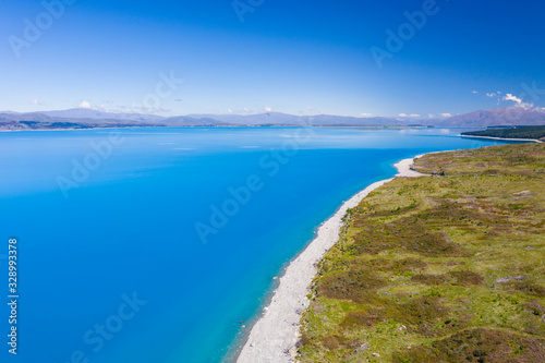 Coastal view of Lake Pukaki, South Island, New Zealand