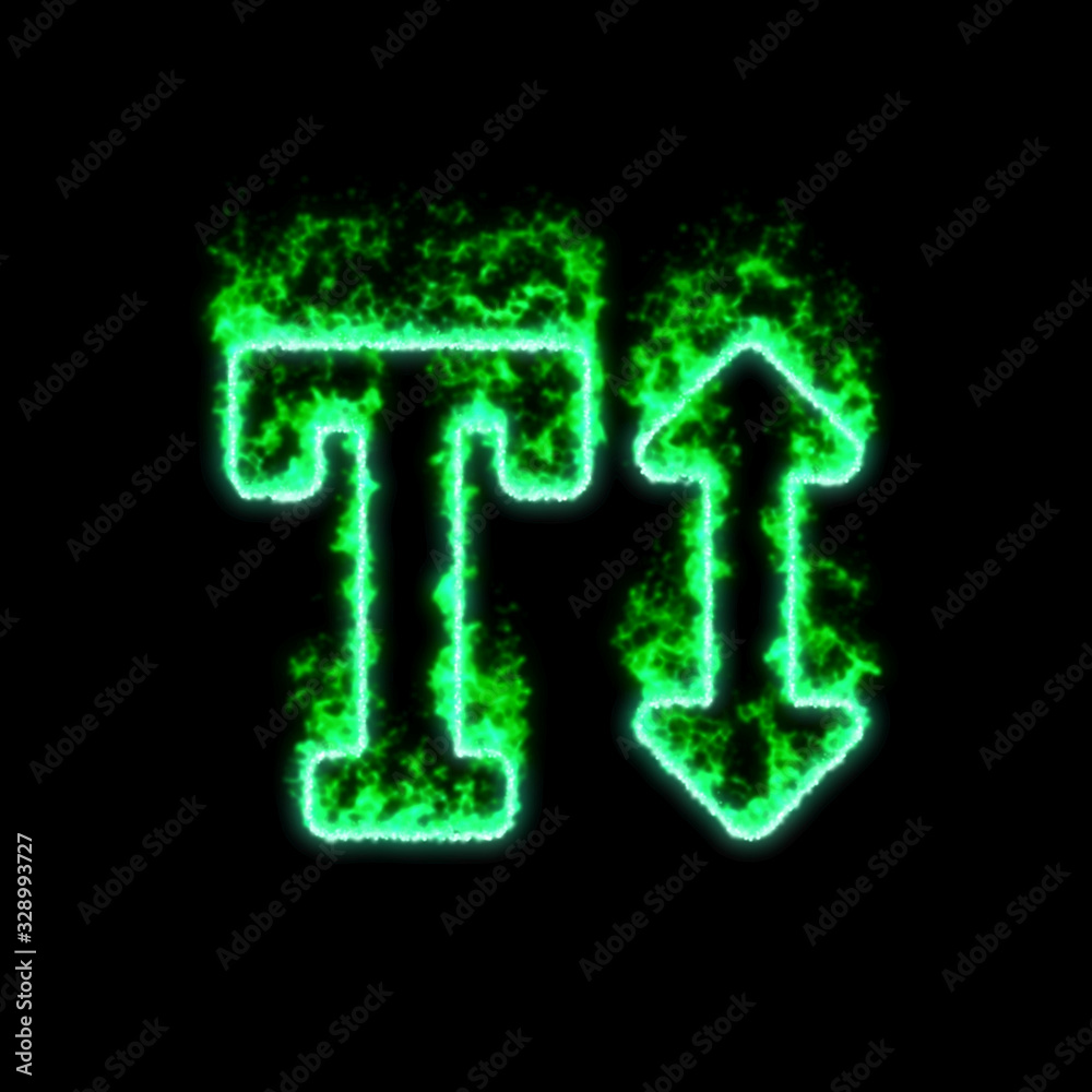 The symbol text height burns in green fire The symbol text height burns in green fire