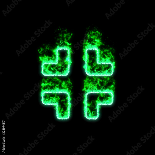 The symbol compress burns in green fire