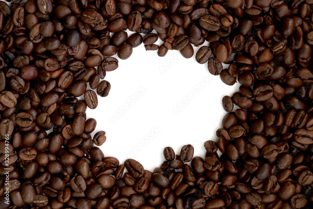 Isolated textured background macro coffee beans with space for text Isolated textured background macro coffee beans with space for text