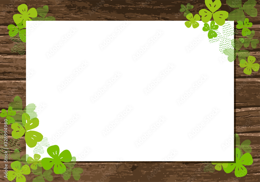 クローバーを散りばめたメッセージカード 木の背景 Stock Vector Adobe Stock