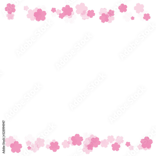 ピンクの桜を散らした線