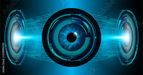 Blue eye cyber circuit future technology concept background