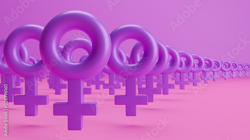 Feminist concept and background. 3D illustration