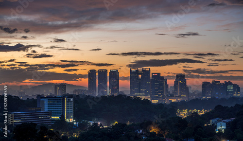 Canvas Print majestic sunrise over kuala lumpur, malaysia city skyline