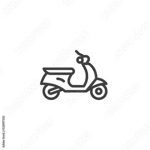 Scooter motorcycle line icon. linear style sign for mobile concept and web design. Moped, scooter outline vector icon. Symbol, logo illustration. Vector graphics