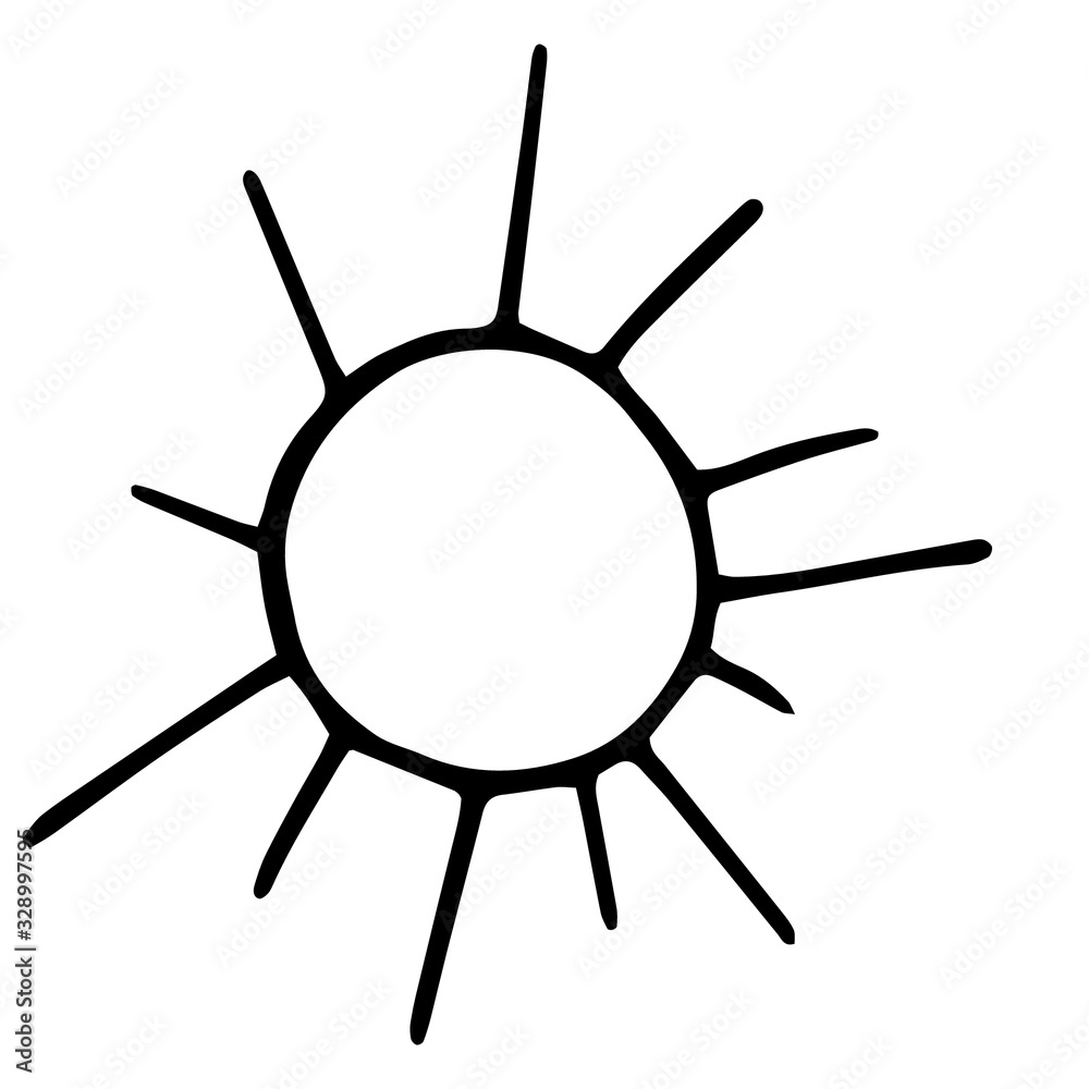 vector, illustration, drawing, handmade, isolated, element, sun, nature, spring, summer, autumn, season, ecology, abstraction, paper, marker, pen, graphics, Doodle, black, white background, simple, ic