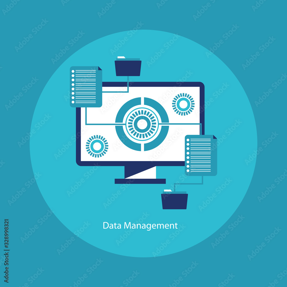 Data management Data center Protection Storage digital privacy network server flat vector Data management Data center Protection Storage digital privacy network server flat vector