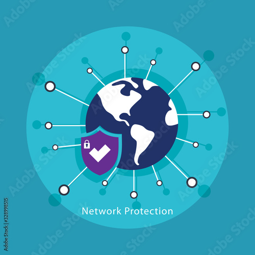 network global security icon with shield