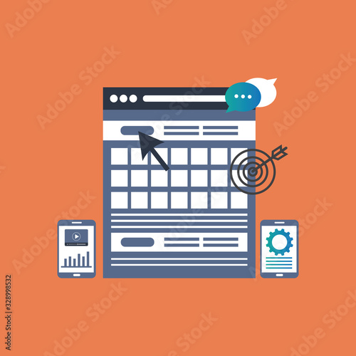 Landing page optimization flat design vector. Optimization process of landing page with search 