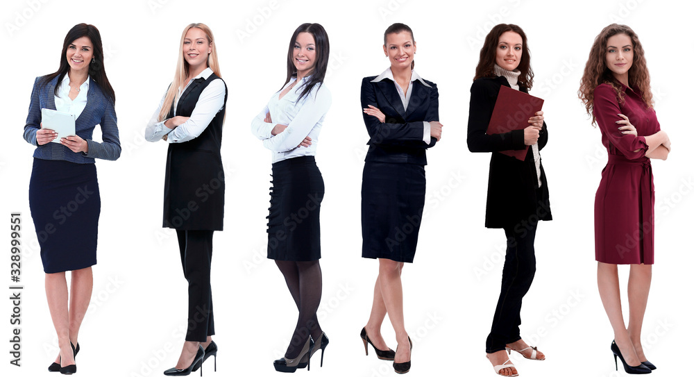 Obraz premium Collection of full-length portraits of young business women