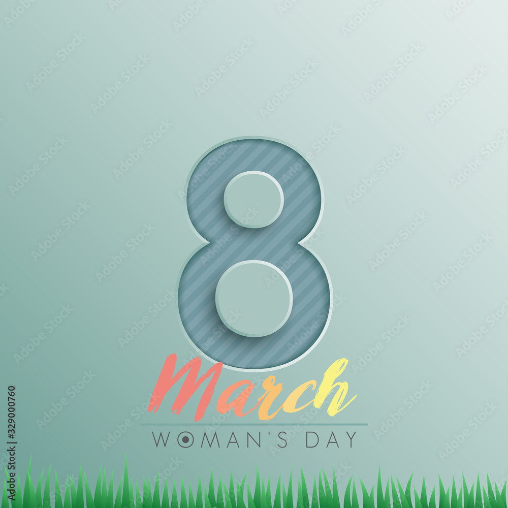 8 March greeting card for International Womens Day. 3d paper cut number 8. Vector illustration. 8 March greeting card for International Womens Day. 3d paper cut number 8. Vector illustration.