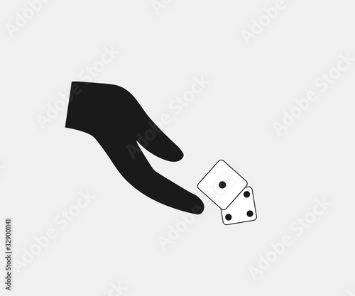 Hand throwing dice icon. Vector illustration. Isolated.