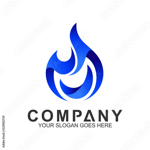 blue fire logo design template, abstract fire vector © Amelia