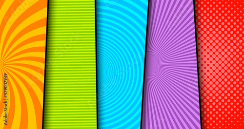 Comic vertical banners composition