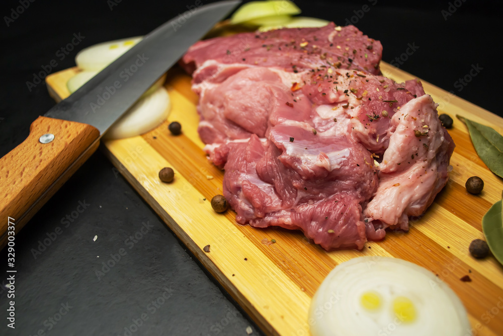  Fresh juicy meat on a cutting board