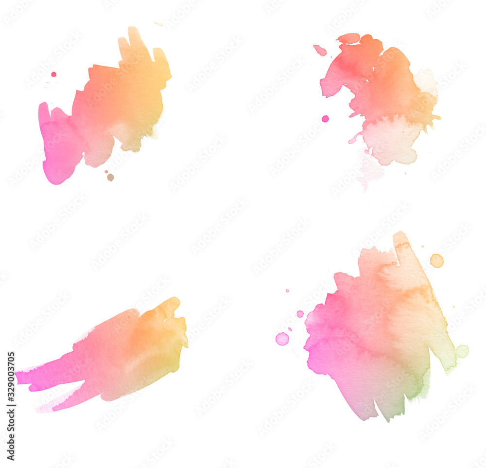 Set of colorful watercolor brush for painting isolated on white background
