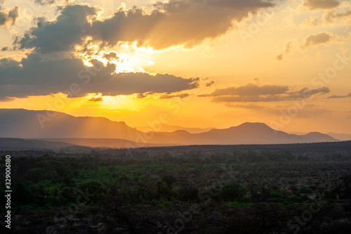 Sunset landscape in Amboseli National Park  Kenya