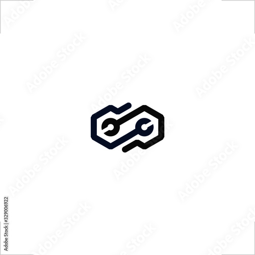 abstract wrench logo connected tech design