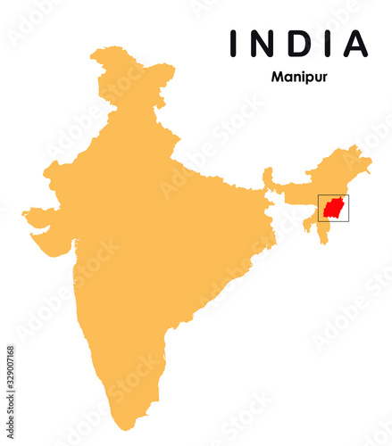 Manipur in India map. Manipur map vector illustration
