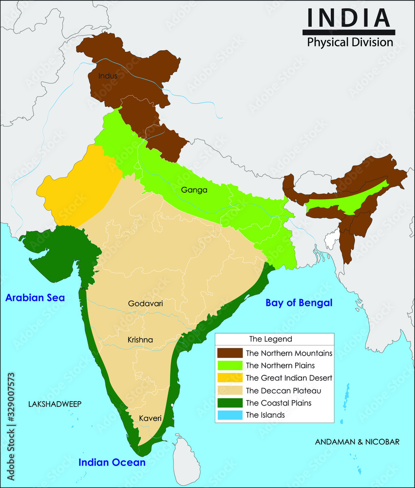 india physical map hd