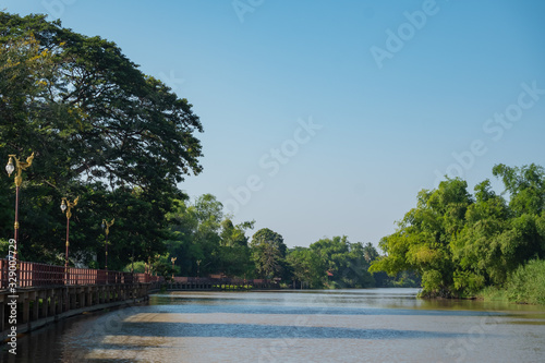 Tachine river  Suphanburi province thailand. That is used in the water trade traffic. photo