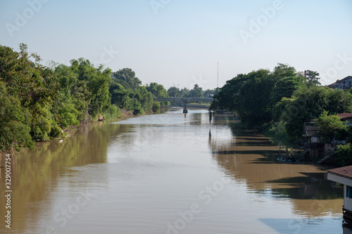 Tachine river Suphanburi province thailand. That is used in the water trade traffic.