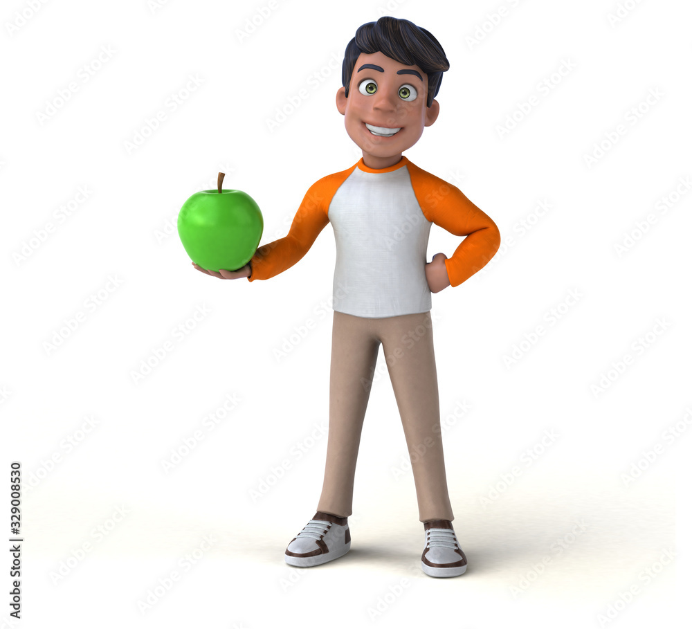 Fun 3D cartoon Asian teenager . Fun 3D cartoon Asian teenager .