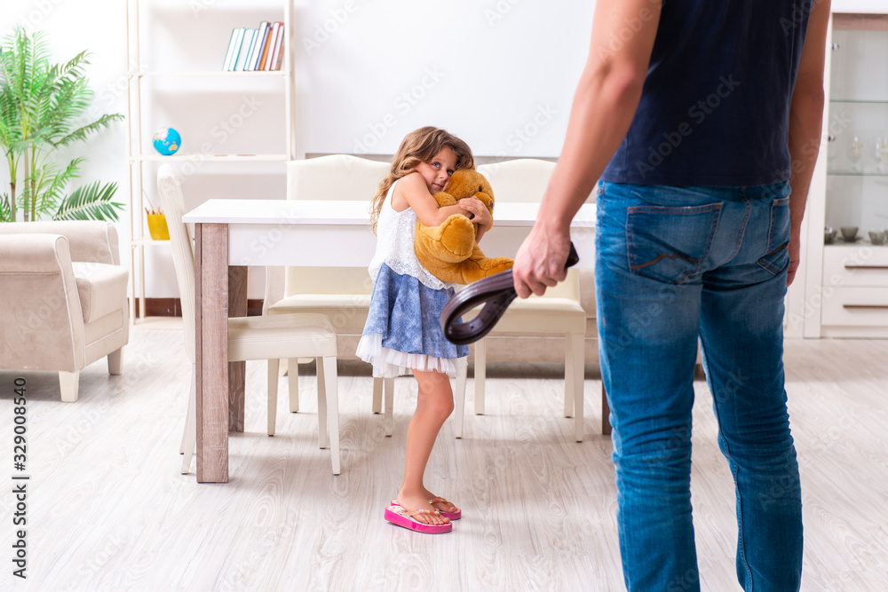 Angry father punishing his daughter Angry father punishing his daughter