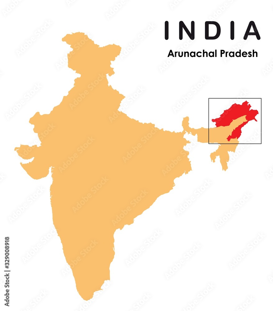 Arunachal Pradesh In Map Of India Arunachal Pradesh In India Map Stock Illustration | Adobe Stock