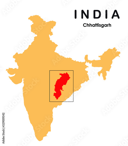 Chhattisgarh in India map. Chhattisgarh map vector illustration
