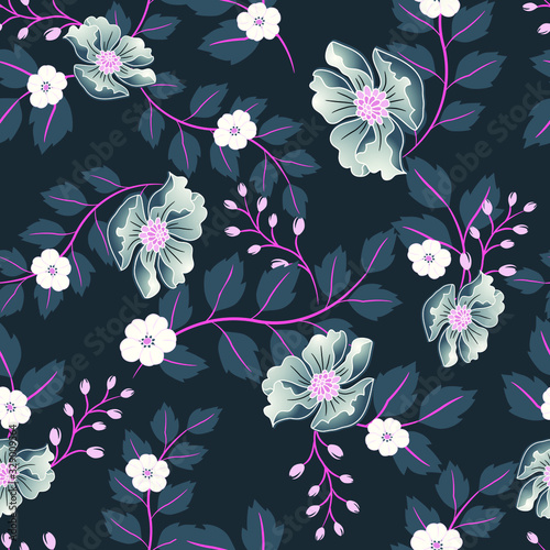 Vector illustration of a beautiful floral bouquet. Liberty style. fabric  covers  manufacturing  wallpapers  print  gift wrap.