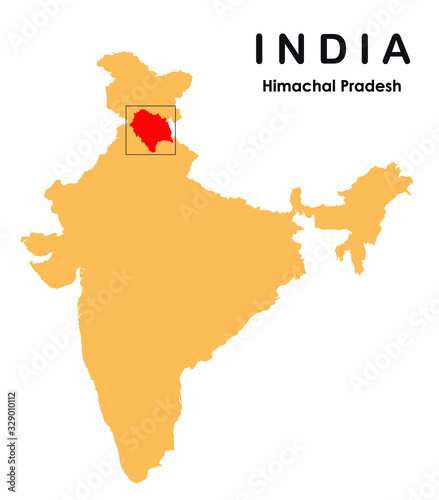 Himachal Pradesh map. Himachal Pradesh in India map Vector illustration