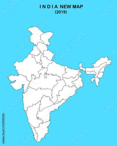 India Map. India map with state map vector illustration and all states are mark with black line.