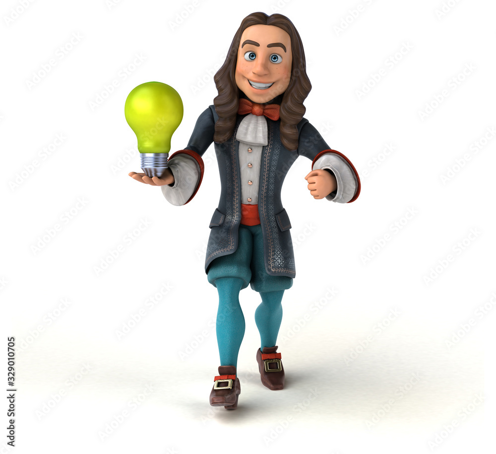3D Illustration of a cartoon man in historical baroque costume