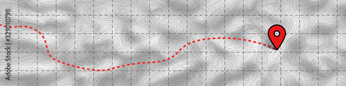 Imitation of a geographical map, climb route. Black lines on white background, vector design, EPS10