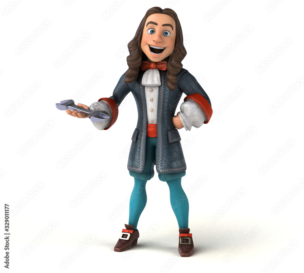 3D Illustration of a cartoon man in historical baroque costume 3D Illustration of a cartoon man in historical baroque costume