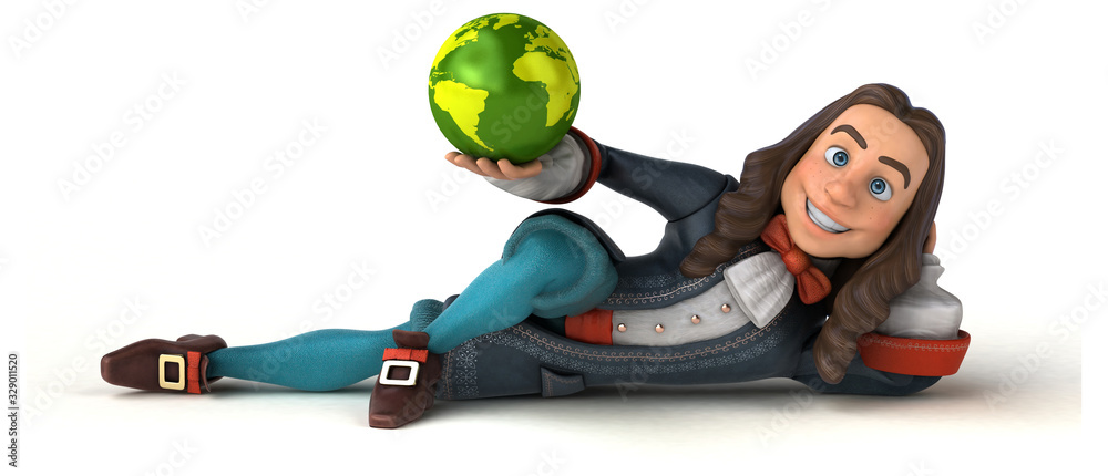 3D Illustration of a cartoon man in historical baroque costume 3D Illustration of a cartoon man in historical baroque costume