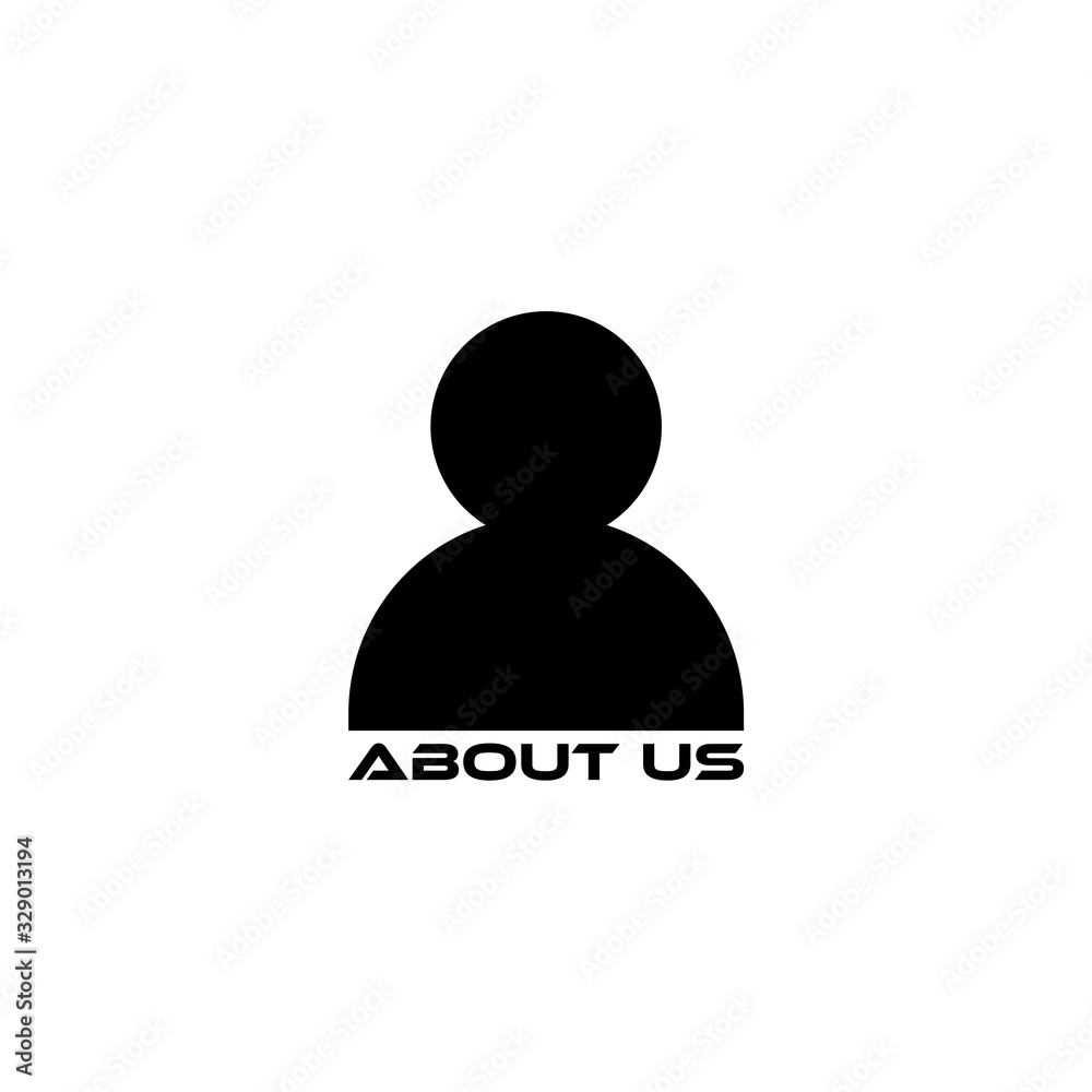 Simple black About Us sign isolated on white background Simple black About Us sign isolated on white background