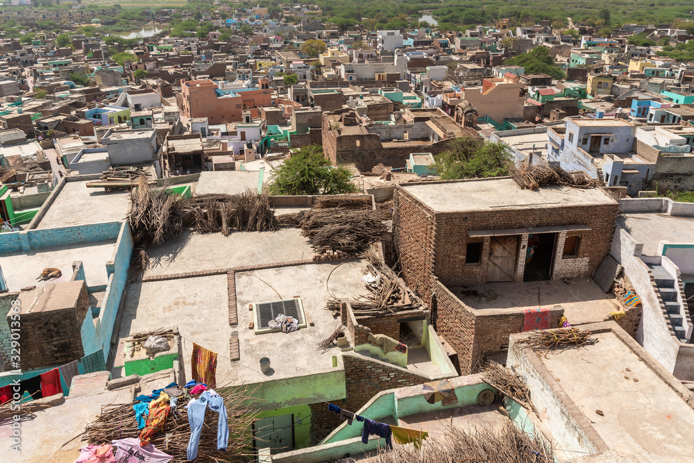View of city from Nandababa temple in Nandgaon. India