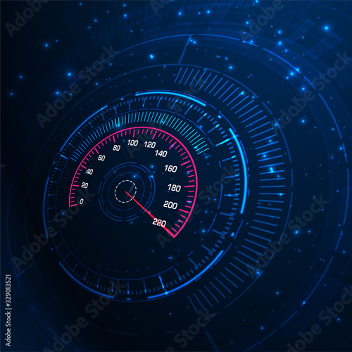 Speed motion background with speedometer car