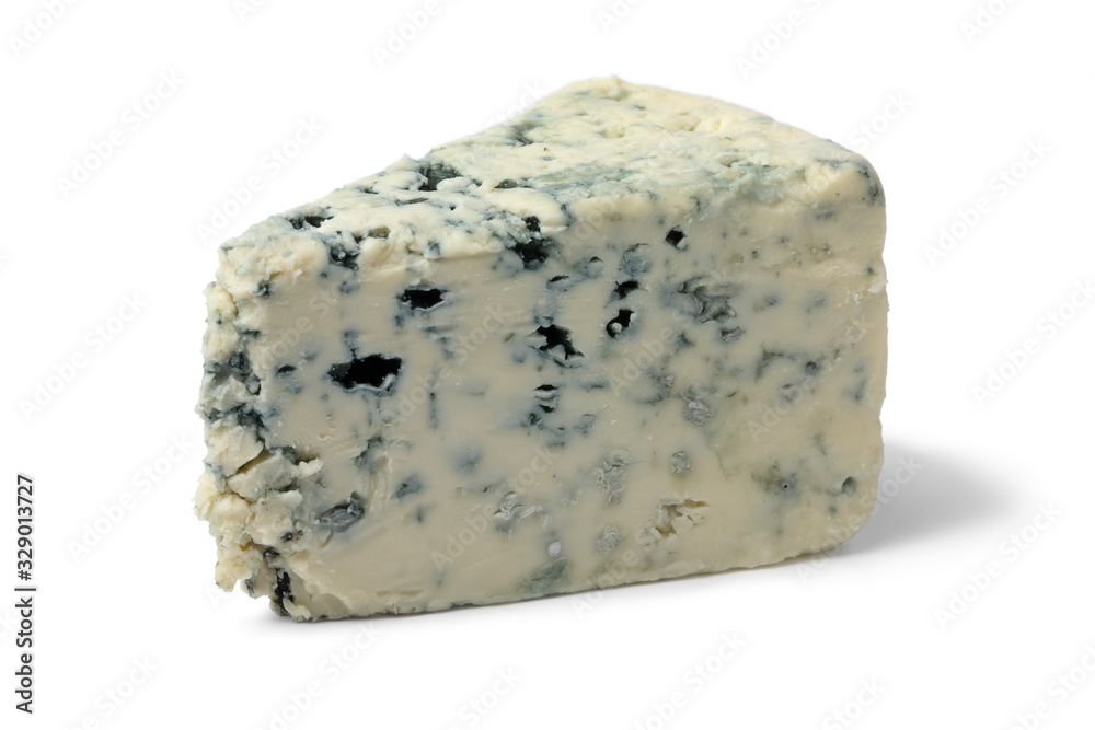 Wedge of creamy blue cheese