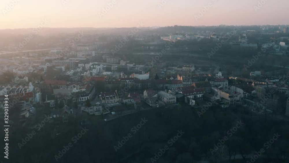 Old town of Vilnius, Lithuania ir early morning, aerial view. It is one of the largest surviving medieval old towns in Northern Europe Old town of Vilnius, Lithuania ir early morning, aerial view. It is one of the largest surviving medieval old towns in Northern Europe