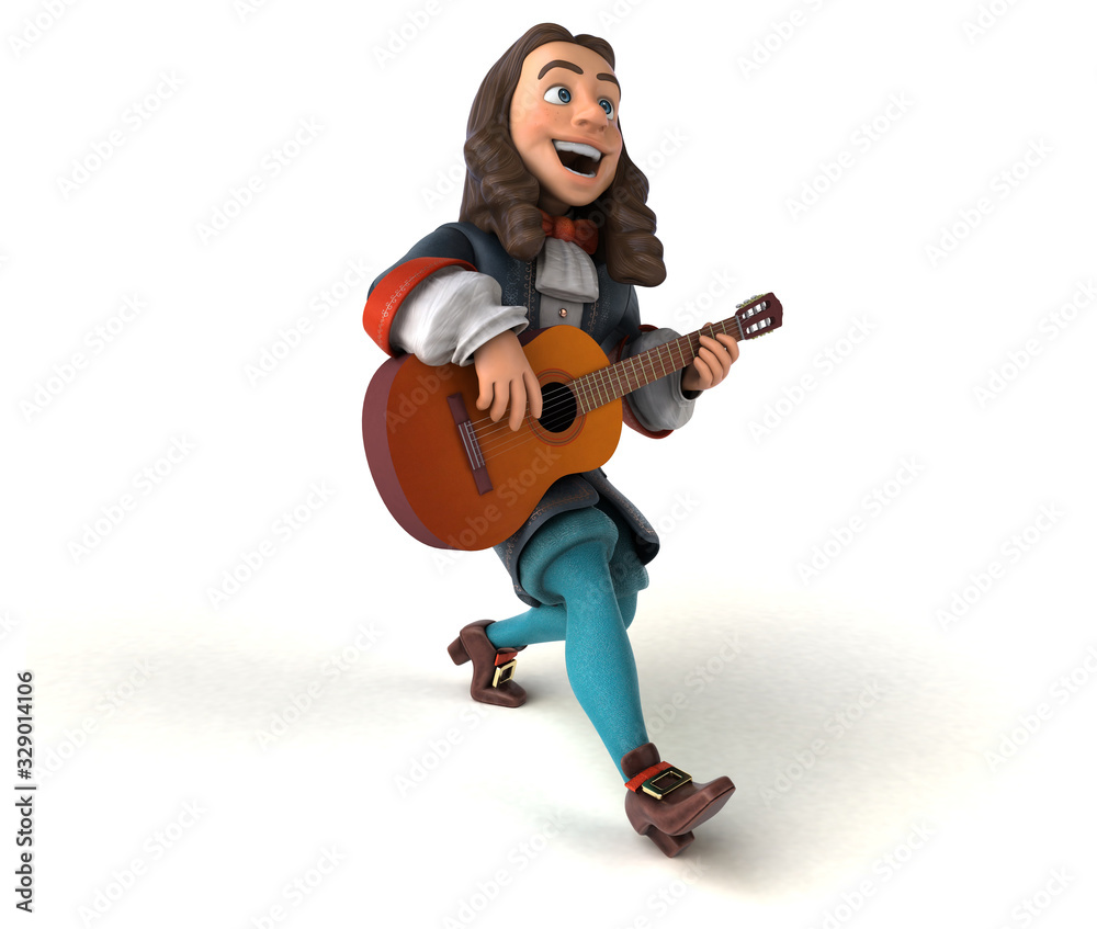 3D Illustration of a cartoon man in historical baroque costume 3D Illustration of a cartoon man in historical baroque costume